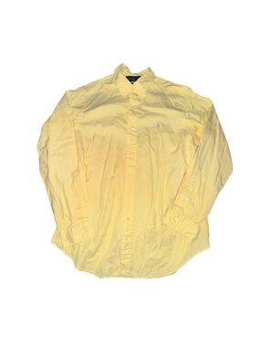 Ralph Lauren Classic Fit Button Front Shirt Mens Size L Light Yellow Embroidered